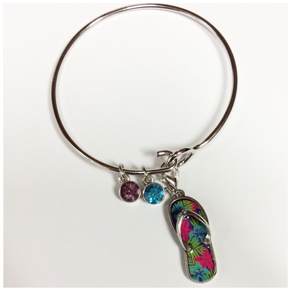 Flip Flop Charm Bracelet Silver-Tone